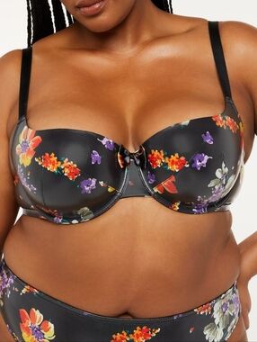 Savage X Fenty• Night Blooms Balconette Black Floral Bra, Sz 44G